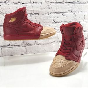 JORDAN 1 RETRO HIGH 2017 Dipped Toe Red - Sneakers, Gym red/gold/tan, size 7.5